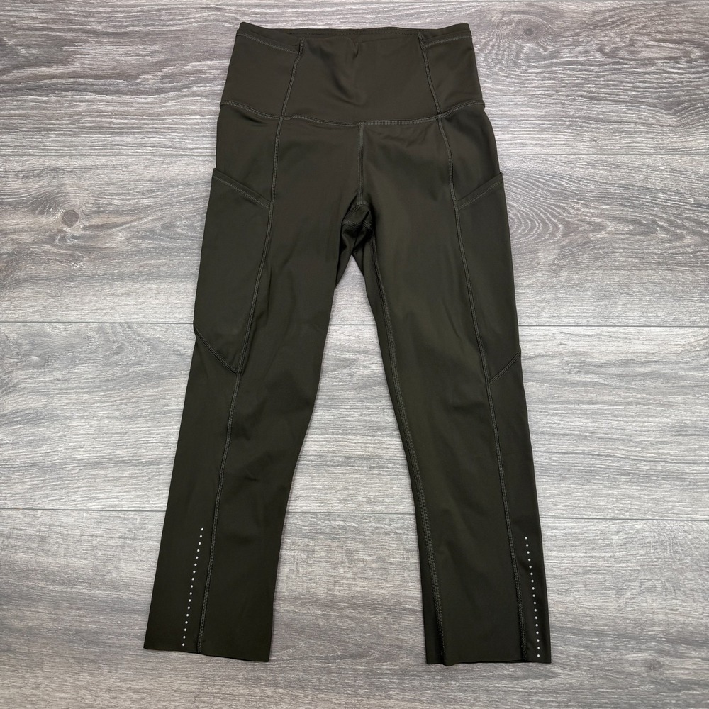 Lululemon Leggings Womens 2 Green Fast & Free Cropped Yoga Nulux Stretch Tight